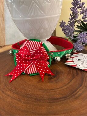 Festive Red and Green Dog and or Cat Decorative Festive Collar